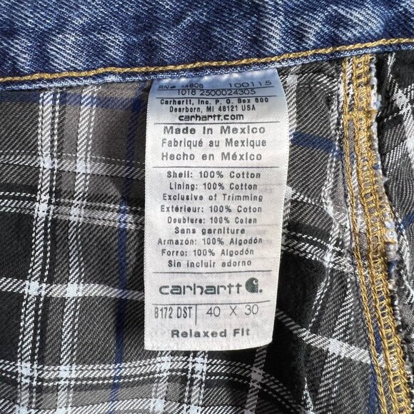 Carhartt Men's Relaxed Fit Flannel-Lined Jeans 40x30 Blue Denim AS IS Work Jeans - Picture 9 of 13